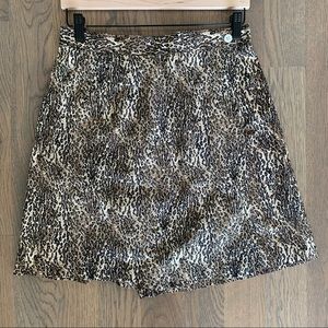 Anthropologie Vintage Animal Print Cotton Skort Brown Tan Black Size Medium